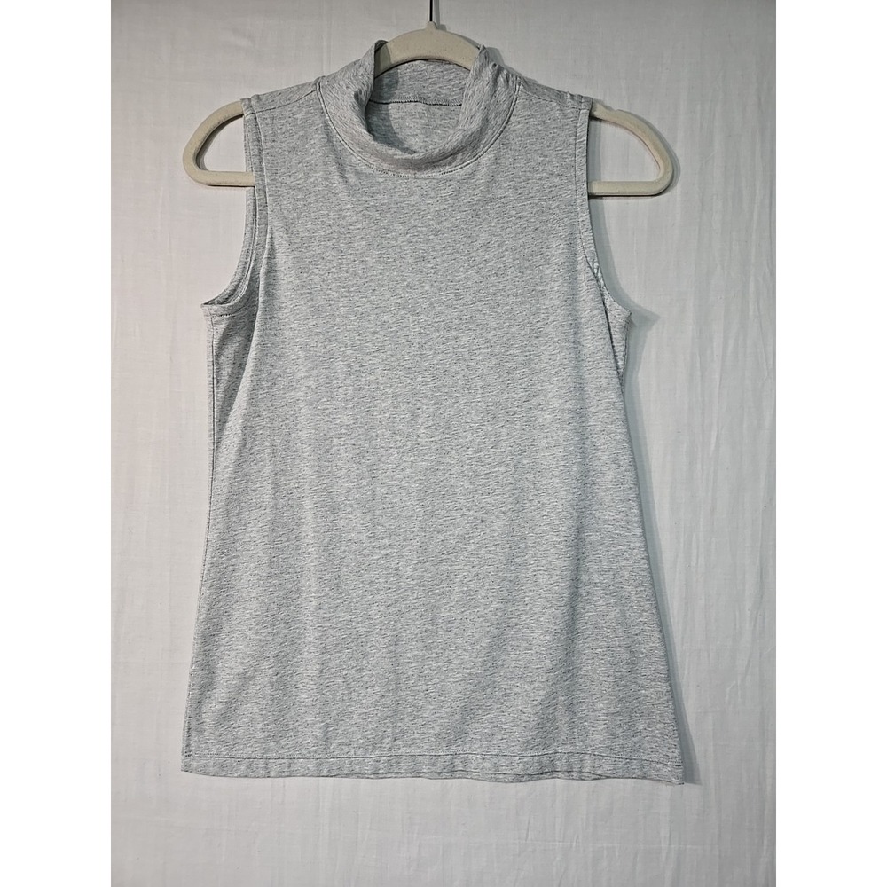 T by Talbots Tank Top Women's XS Heathered Gray Mock Neck Stretch Lightweight